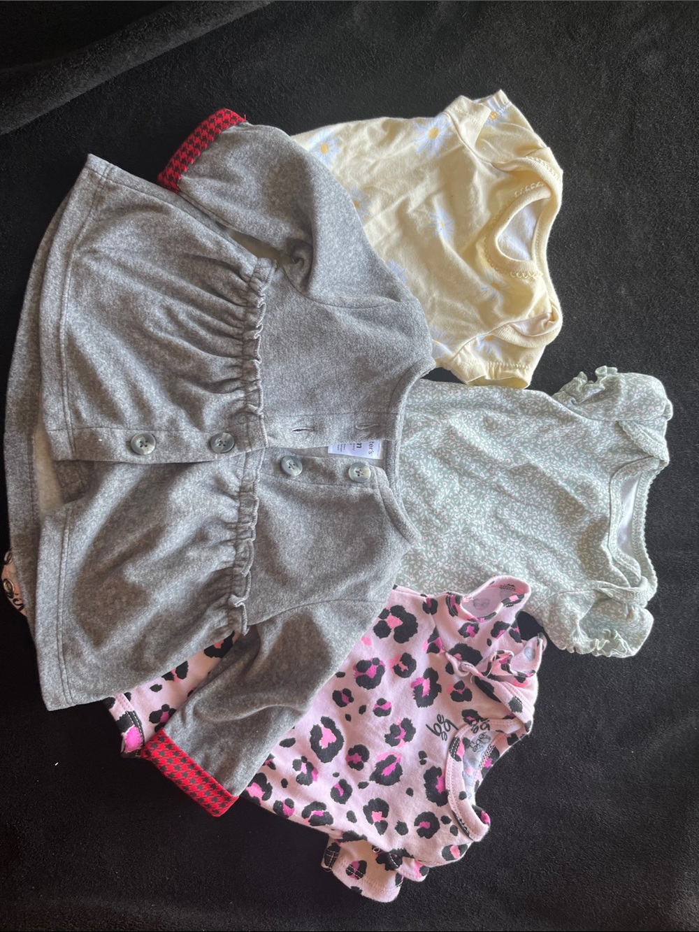Children's Mixed Onesie & Cardigan Set - Gray, Yellow, Mint, Pink